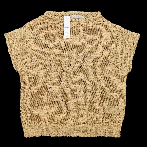 New JCREW Size M Montauk Textured Sweater Tee - Sunkissed Khaki $89 - Picture 2 of 4